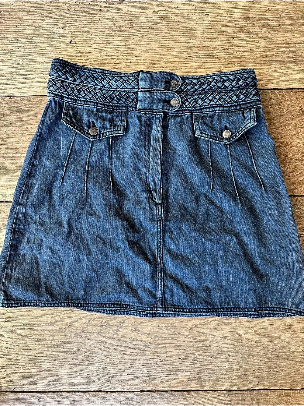 Free People Braided Waistband Denim Skirt Blue Size 6